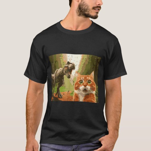 Cat Dinosaur Trex Selfie Funny Meme Humor Boys Gir T-Shirt (Vorderseite)