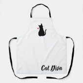 Cat Diva Black Silhouette Rote Rose Pet Spaß Schürze (Vorderseite)