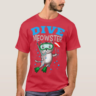 Cat Diver Meowster Scuba Diving Down Flaggenunterl T-Shirt