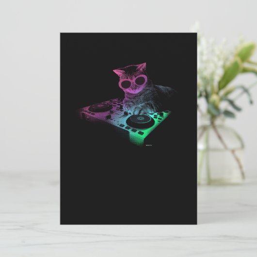Cat DJ Geschenk Dankeskarte (Stehend Vorderseite)