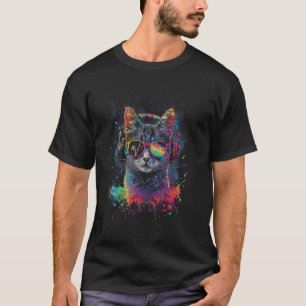 Cat DJ mit Kopfhörern und Sonnenbrille, Kitty 3 T-Shirt
