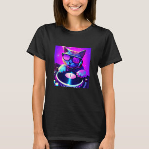 Cat DJ Vaporwave Ästhetische Männer Jungs Mädchen  T-Shirt