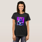 Cat DJ Vaporwave Ästhetische Männer Jungs Mädchen T-Shirt (Vorne ganz)