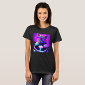Cat DJ Vaporwave Ästhetische Männer Jungs Mädchen  T-Shirt (Vorne ganz)