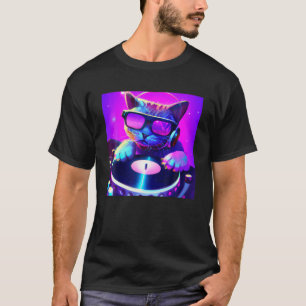 Cat DJ Vaporwave Ästhetische Männer Jungs Mädchen T-Shirt