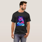 Cat DJ Vaporwave Ästhetische Männer Jungs Mädchen T-Shirt (Vorne ganz)