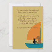 Cat Dog Boat Lake Warme Liebe Hochzeit Einladung (Rückseite)