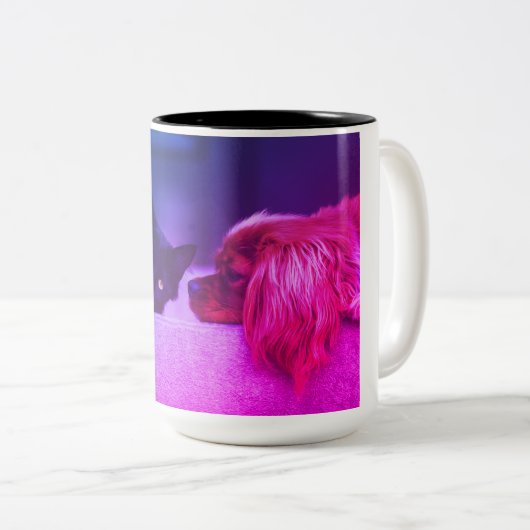 Cat & Dog Gemütliche Momente Zweifarbige Tasse (VorderseiteRechts)
