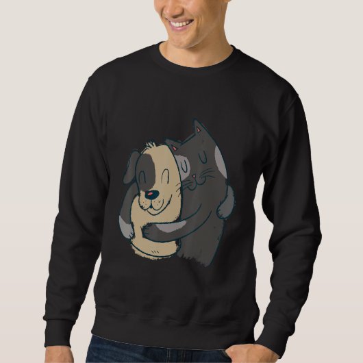 cat dog hug pet store motif graphic design rando sweatshirt (Vorderseite)