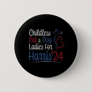 Cat Dog Lady Lady Shirt für Kamala Harris 2024 Button