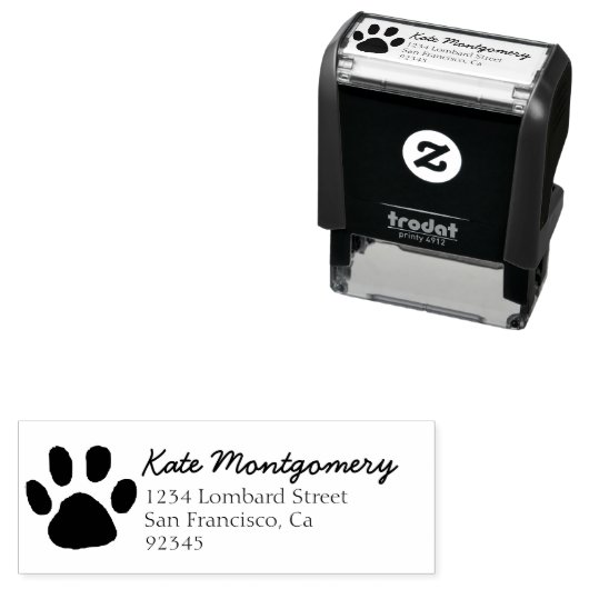 Cat Dog Niedlich Paw Print Rücksendeadresse Permastempel (Beispiel)