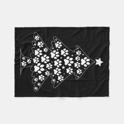 Cat Dog Paw Christmas Tree Funny Puppy Dog Cat Lov Fleecedecke (Vorderseite (Horizontal))