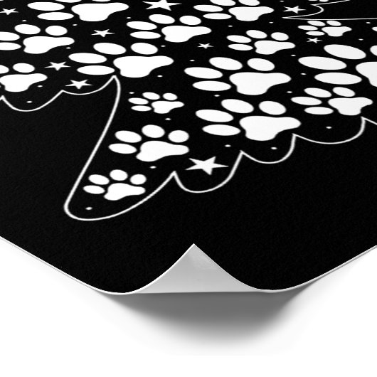 Cat Dog Paw Christmas Tree Funny Puppy Dog Cat Lov Poster (Ecke)