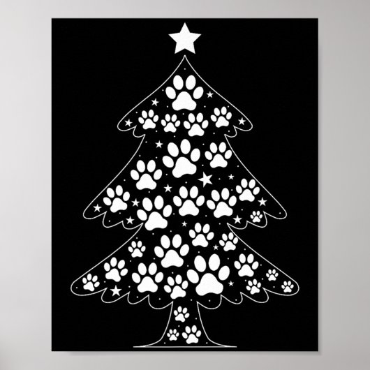 Cat Dog Paw Christmas Tree Funny Puppy Dog Cat Lov Poster (Vorne)