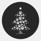 Cat Dog Paw Christmas Tree Funny Puppy Dog Cat Lov Runder Aufkleber (Vorderseite)