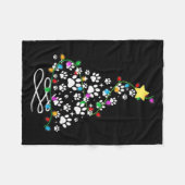Cat Dog Paw Christmas Tree Lights Holiday Santa Fa Fleecedecke (Vorderseite (Horizontal))