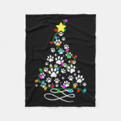 Cat Dog Paw Christmas Tree Lights Holiday Santa Fa Fleecedecke (Vorderseite)
