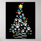 Cat Dog Paw Christmas Tree Lights Holiday Santa Fa Poster (Vorne)