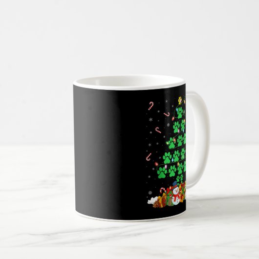 Cat Dog Paw Christmas Tree Lights Puppy Dog Cat Lo Kaffeetasse (VorderseiteRechts)