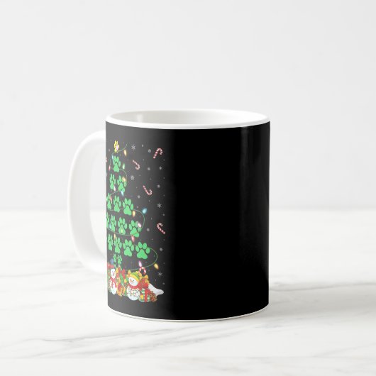 Cat Dog Paw Christmas Tree Lights Puppy Dog Cat Lo Kaffeetasse (Vorderseite Links)