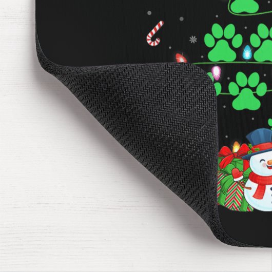 Cat Dog Paw Christmas Tree Lights Puppy Dog Cat Lo Mousepad (Ecke)