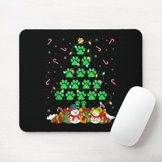 Cat Dog Paw Christmas Tree Lights Puppy Dog Cat Lo Mousepad (Mit Mouse)