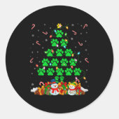 Cat Dog Paw Christmas Tree Lights Puppy Dog Cat Lo Runder Aufkleber (Vorderseite)