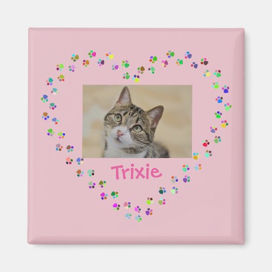 Cat Dog Paw druckt Personalisiertes Foto Magnet (Vorne)