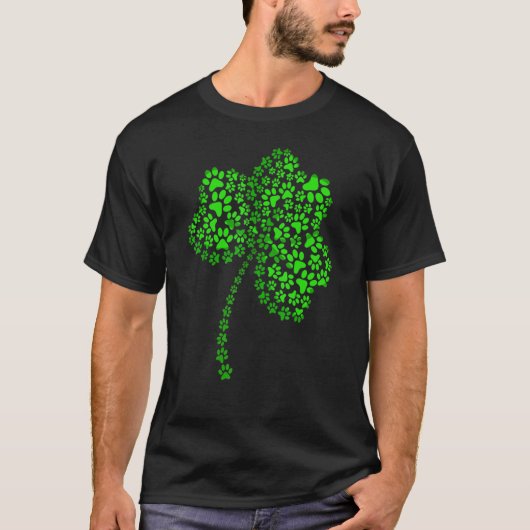 Cat Dog Paw Shamrock St Patrick's Day Paws T-Shirt (Vorderseite)