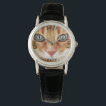 Cat dog pet Foto name schwarz Armbanduhr<br><div class="desc">Personalisieren Sie Ihr Foto von der schönen Katze,  dem Hund oder dem Haustier. Nah aufgeschnitten mit blauen Augen,  die dich anschauen. Vorlage für den Tiernamen (x4) Schwarze Buchstaben.</div>