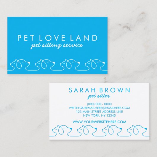 Cat Dog Pet Logo blau Visitenkarte (Vorne/Hinten)