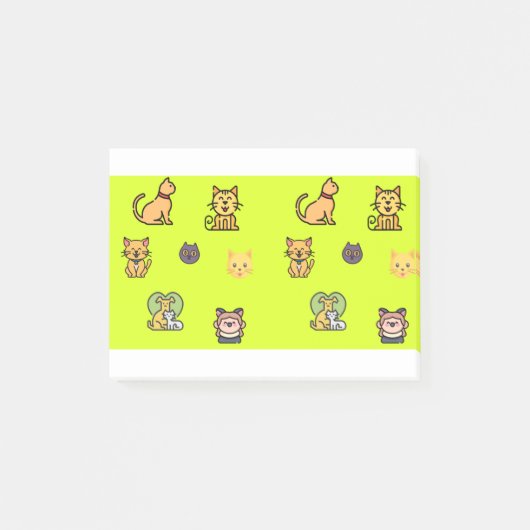 Cat Dog Pets Paws Fur Pattern Young Fluffy Post-it Klebezettel (Vorderseite)