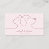 Cat Dog Soft Pink Line Logo Petsitter Visitenkarte (Vorderseite)