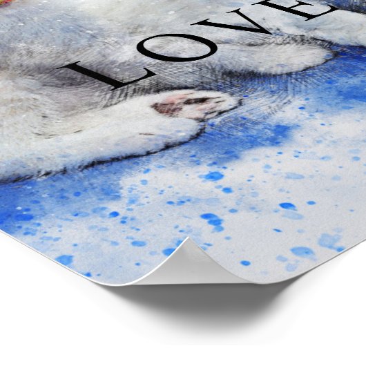 Cat & Dog Wasserfarbe Office Decke Matte Poster (Ecke)