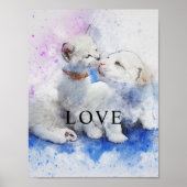 Cat & Dog Wasserfarbe Office Decke Matte Poster (Vorne)