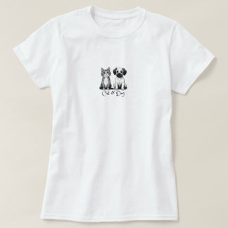Cat & Dog Woman T - Shirt