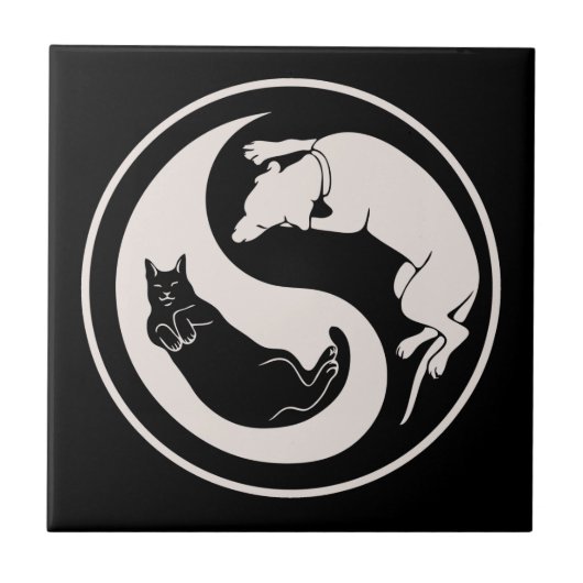 Cat-Dog Yin-Yang Fliese (Vorderseite)