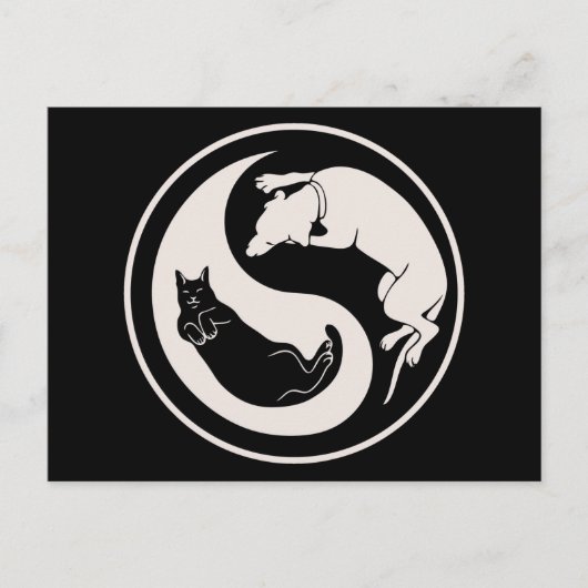 Cat-Dog Yin-Yang Postkarte (Vorderseite)