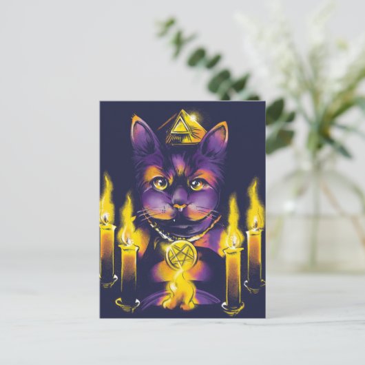Cat Doing Spellwork Postkarte (Stehend Vorderseite)