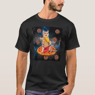 Cat Donut Riding Pizza Eis Cream Galaxy Wellness-C T-Shirt