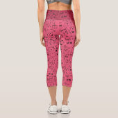 Cat Doodles, Funny Kitty Pattern auf Magenta Capri Leggings (Rückseite)