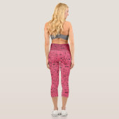 Cat Doodles, Funny Kitty Pattern auf Magenta Capri Leggings (Rückseite)