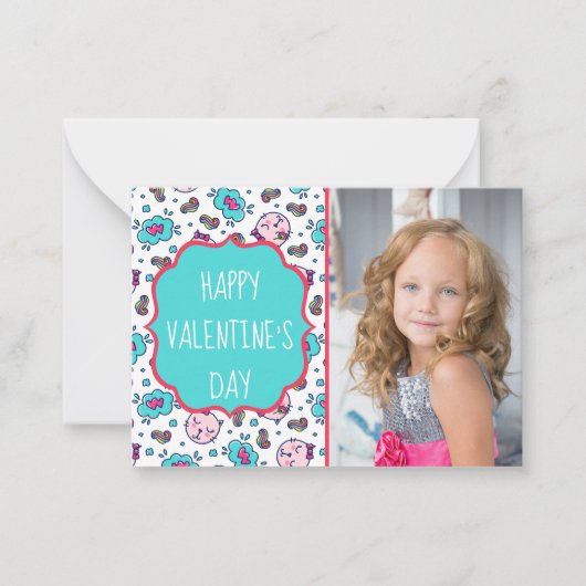 Cat Doodles Valentine's Day Custom Foto Cards Mitteilungskarte (Vorderseite)