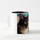 Cat Dreaming of the Beach: Tone Cat Tasse (Vorderseite Links)
