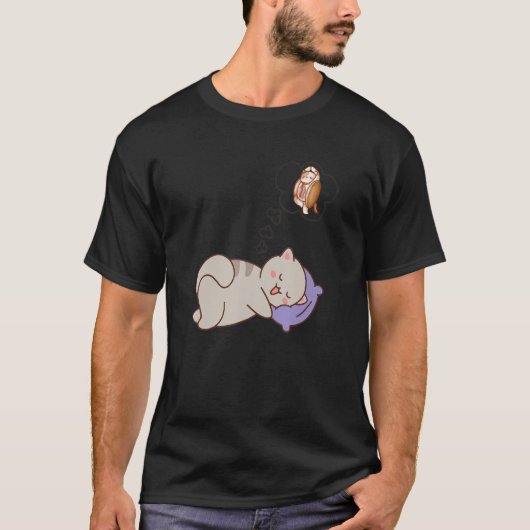 Cat Dreaming Sleeping T-Shirt (Vorderseite)