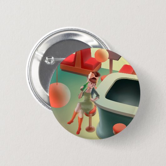 Cat Drink Ber in der Bar Button (Vorne & Hinten)