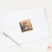 Cat Drink Coffee Square Stickers (Umschlag)
