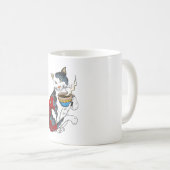 Cat Drink Kaffee mit Fisch Tattoo Cat & Kaffee Kaffeetasse (VorderseiteRechts)
