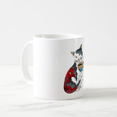 Cat Drink Kaffee mit Fisch Tattoo Cat & Kaffee Kaffeetasse (Vorderseite Links)