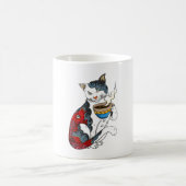 Cat Drink Kaffee mit Fisch Tattoo Cat & Kaffee Kaffeetasse (Mittel)